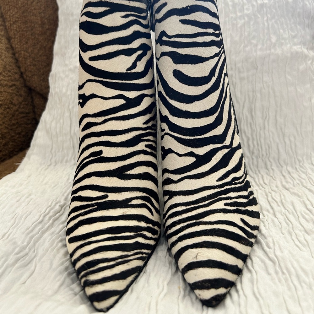 Zebra striped New Nine West Booties.